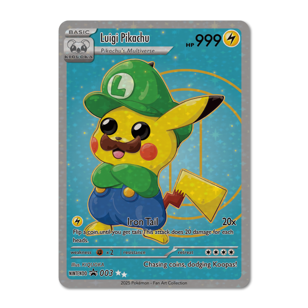 Luigi Pikachu Trading Card
