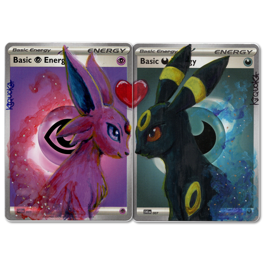 Hand Painted Umbreon & Espeon Card Set