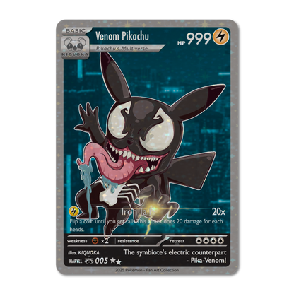 Custom Halloween 2025 Pikachu-Venom Full Art Holo Pokemon Card - Altered Art Custom Halloween 2025 Pikachu-Venom Full Art Holo Pokemon Card - Altered Art